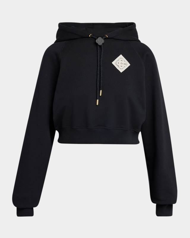 Embellished Logo Patch Crop Hoodie